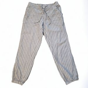 Prana Womens S Organic Cotton Striped Jogger Arlie Slate Grey Tie Waist Pant